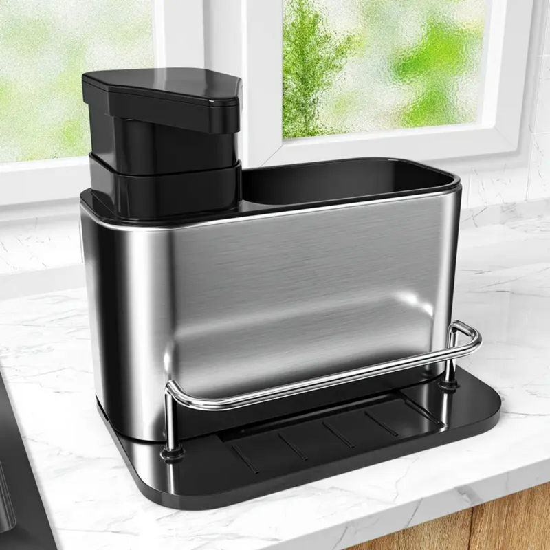 Kit 3 em 1 Aço Inox com Dispenser -Tida